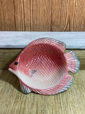 Fitz & Floyd Pink Fish-Shaped Ceramic Bowl - Decorative  Fish Dish